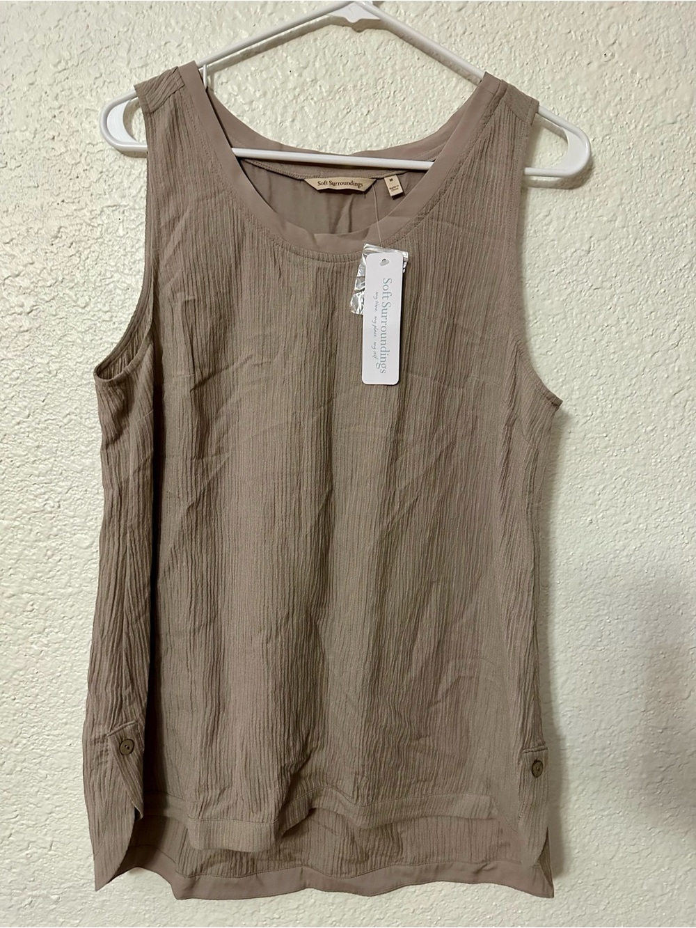 Soft Surroundings Taupe Textured Scoop Neck Tank